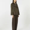 Trench in cotone idrorepellente a doppio petto, verde Trench in cotone idrorepellente a doppio petto, verde