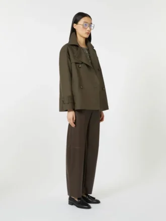 Trench in cotone idrorepellente a doppio petto, verde
