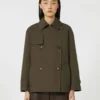 Trench in cotone idrorepellente a doppio petto, verde Trench in cotone idrorepellente a doppio petto, verde