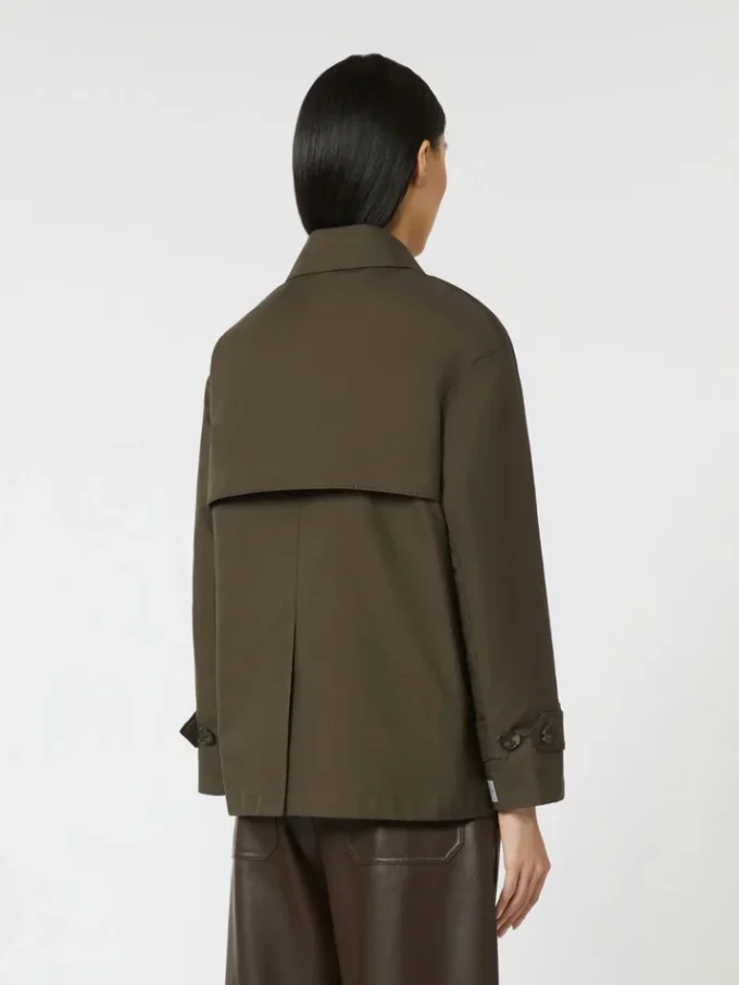 Trench in cotone idrorepellente a doppio petto, verde Trench in cotone idrorepellente a doppio petto, verde