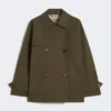 Trench in cotone idrorepellente a doppio petto, verde Trench in cotone idrorepellente a doppio petto, verde