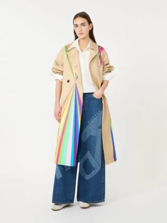 Trench in cotone idrorepellente con stampa arcobaleno, multicolore