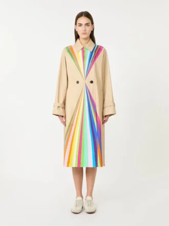 Trench in cotone idrorepellente con stampa arcobaleno, multicolore