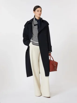 Trench in gabardine di lana idrorepellente, blu oltremare