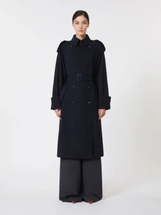 Trench in gabardine di lana idrorepellente, blu oltremare