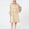 Trench in gabardine idrorepellente con stampa, color prugna Trench in gabardine idrorepellente con stampa, color prugna