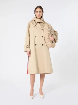 Trench in gabardine idrorepellente con stampa, color prugna