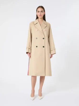 Trench in gabardine idrorepellente con stampa, color prugna