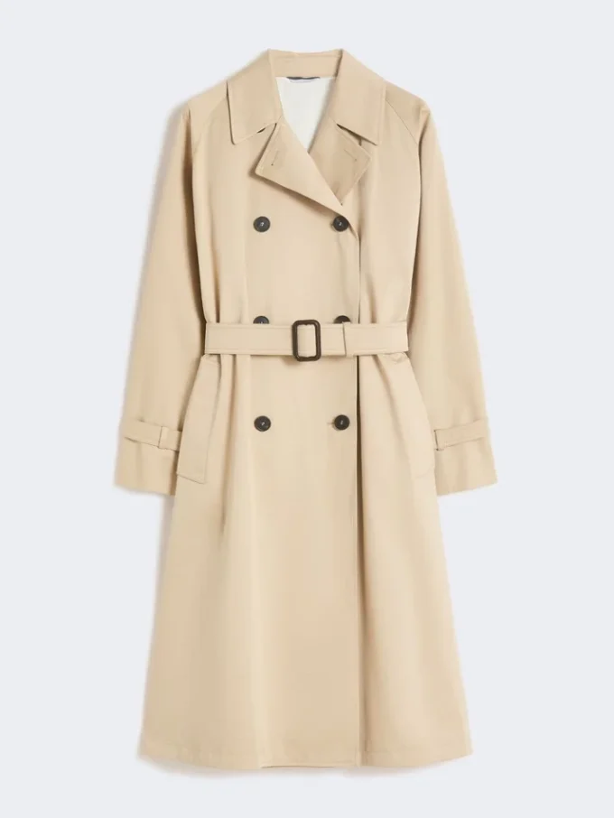 Trench in gabardine idrorepellente con stampa, color prugna Trench in gabardine idrorepellente con stampa, color prugna