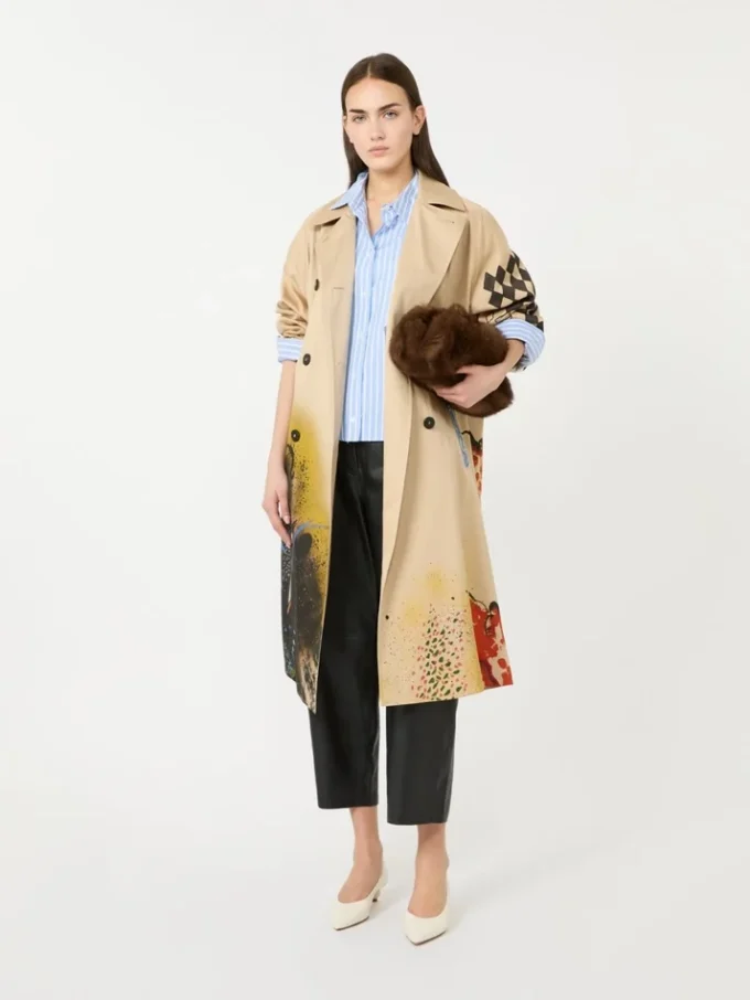 Trench in gabardine idrorepellente fantasia, skin orient