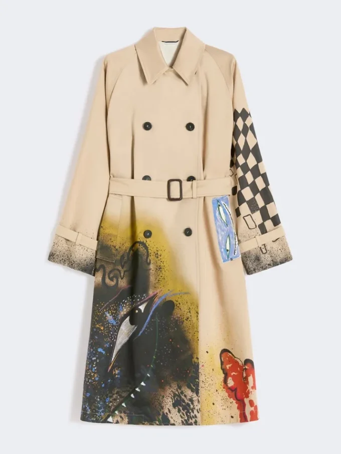 Trench in gabardine idrorepellente fantasia, skin orient