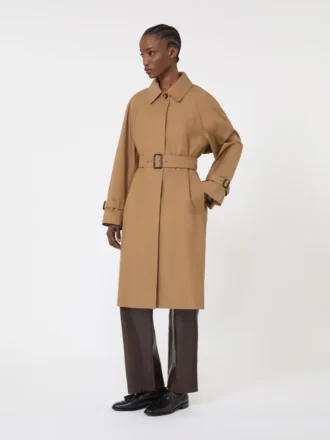 Trench in misto cotone idrorepellente, marrone
