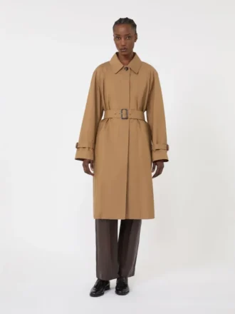 Trench in misto cotone idrorepellente, marrone