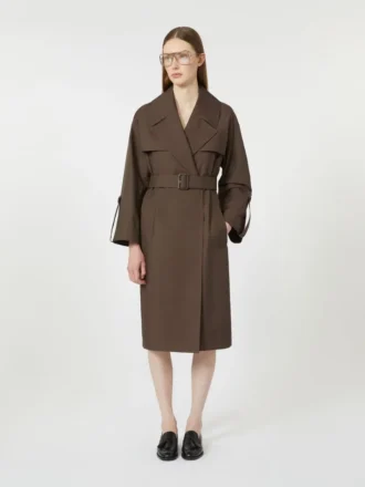 Trench in twill idrorepellente con cintura, color cioccolato