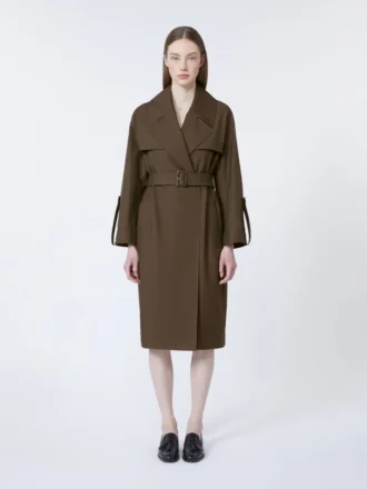 Trench in twill idrorepellente con cintura, color cioccolato