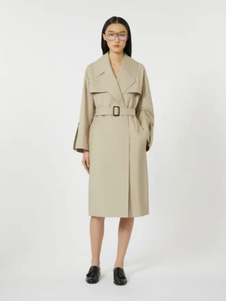 Trench in twill idrorepellente con cintura, color sabbia