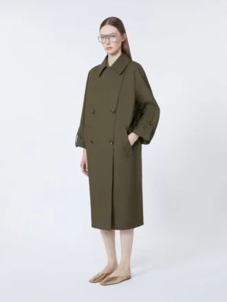 Trench in twill idrorepellente con cintura, verde