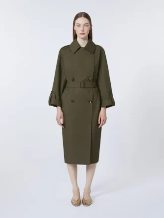 Trench in twill idrorepellente con cintura, verde