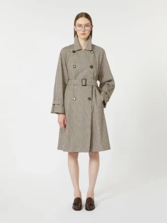 Trench in twill idrorepellente fantasia, color caffè