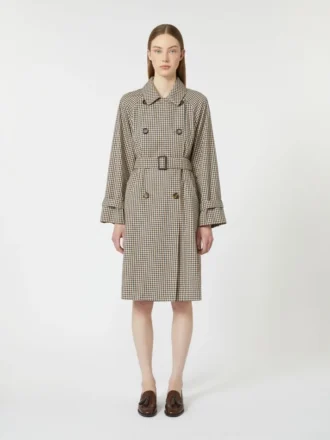Trench in twill idrorepellente fantasia, color caffè