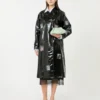 Trench midi in gabardine effetto vinile, nero Trench midi in gabardine effetto vinile, nero