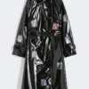 Trench midi in gabardine effetto vinile, nero Trench midi in gabardine effetto vinile, nero