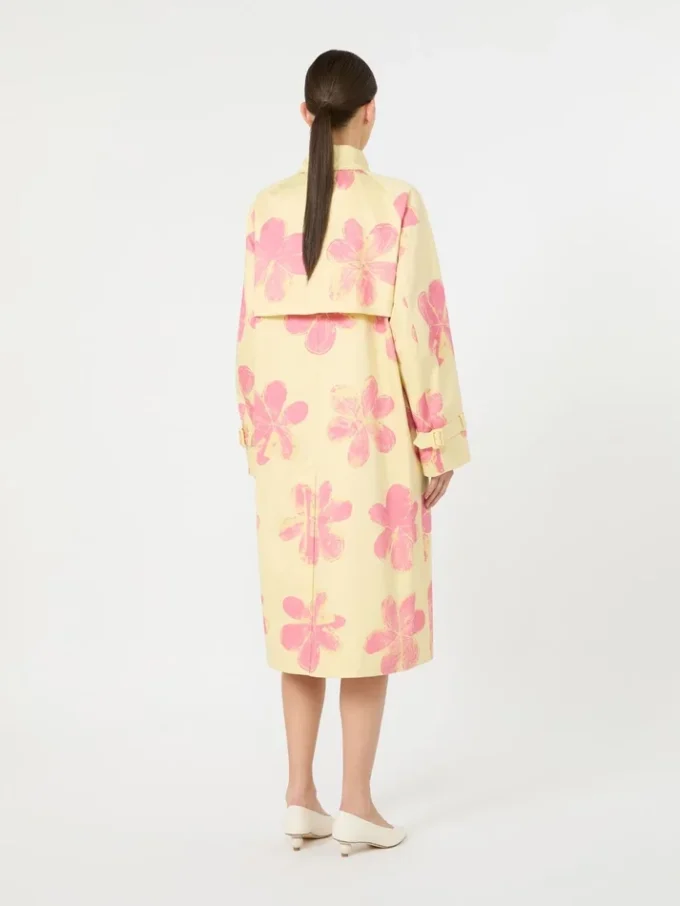 Trench midi in gabardine idrorepellente fantasia, giallo Trench midi in gabardine idrorepellente fantasia, giallo