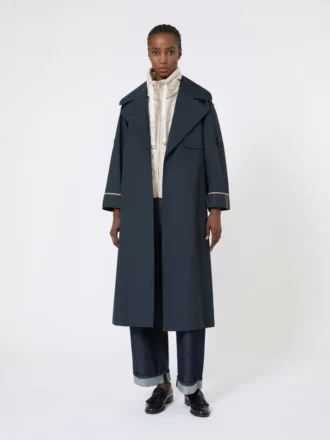 Trench oversize in twill idrorepellente, blu oltremare