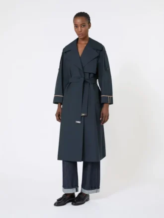 Trench oversize in twill idrorepellente, blu oltremare