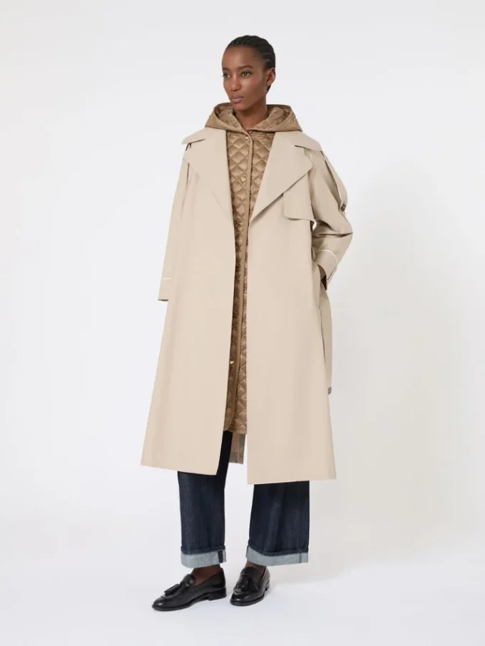 Trench oversize in twill idrorepellente, color sabbia Trench oversize in twill idrorepellente, color sabbia