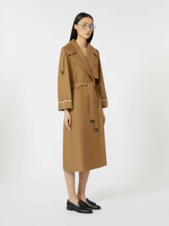Trench oversize in twill idrorepellente, marrone