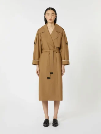Trench oversize in twill idrorepellente, marrone