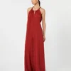 Tuta fluida in raso envers, rosso