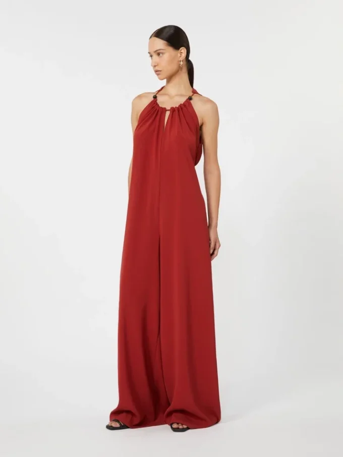 Tuta fluida in raso envers, rosso
