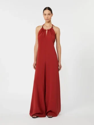 Tuta fluida in raso envers, rosso