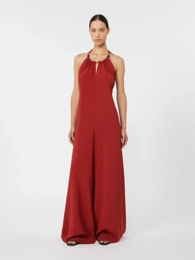 Tuta fluida in raso envers, rosso