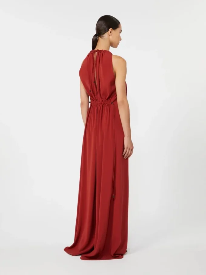 Tuta fluida in raso envers, rosso