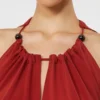 Tuta fluida in raso envers, rosso