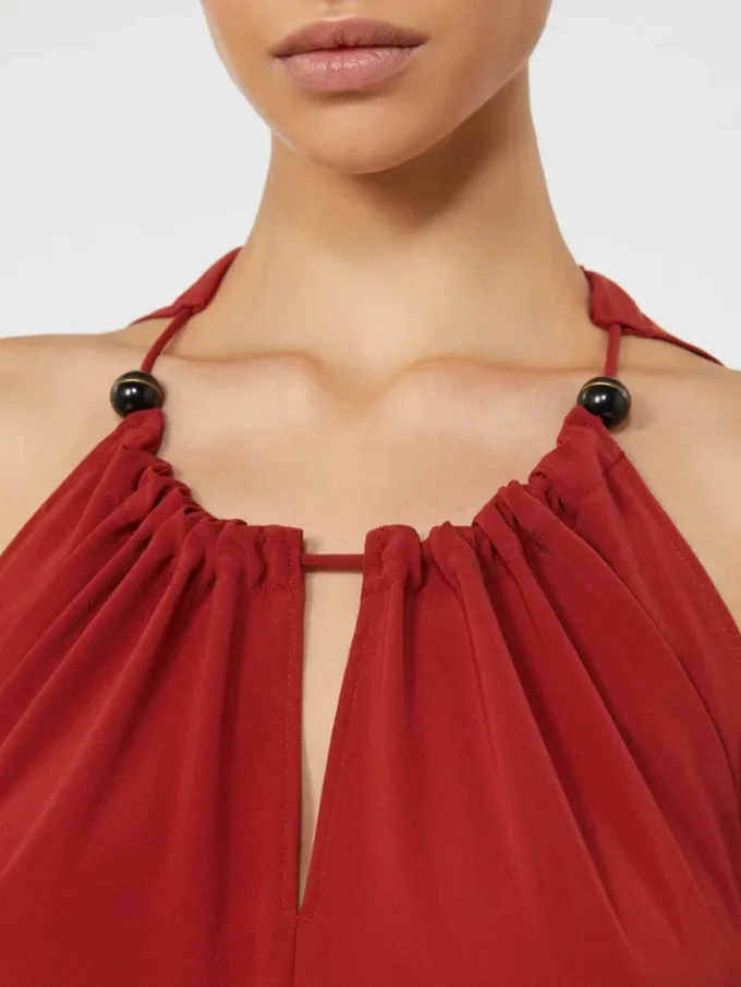 Tuta fluida in raso envers, rosso