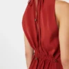 Tuta fluida in raso envers, rosso