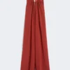 Tuta fluida in raso envers, rosso