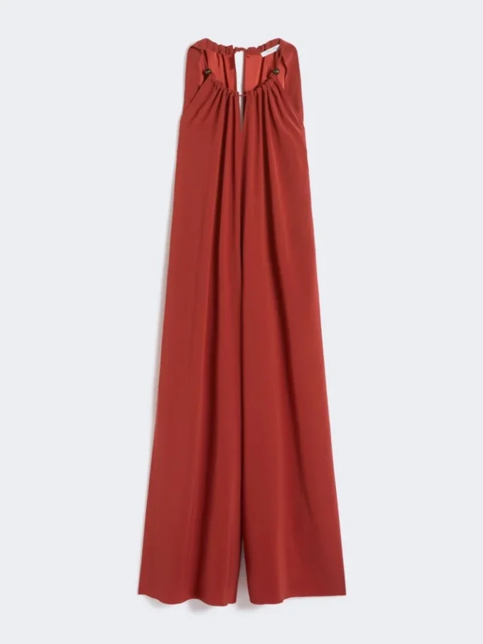 Tuta fluida in raso envers, rosso